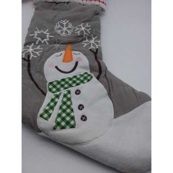 Pottery Barn Kids Paul Snowman Snowflakes Christmas Holiday Stocking Quilted - Picture 3 of 10